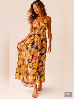 CAROLINE CONSTAS Rust Earth Tone Print Midi Dress | Small